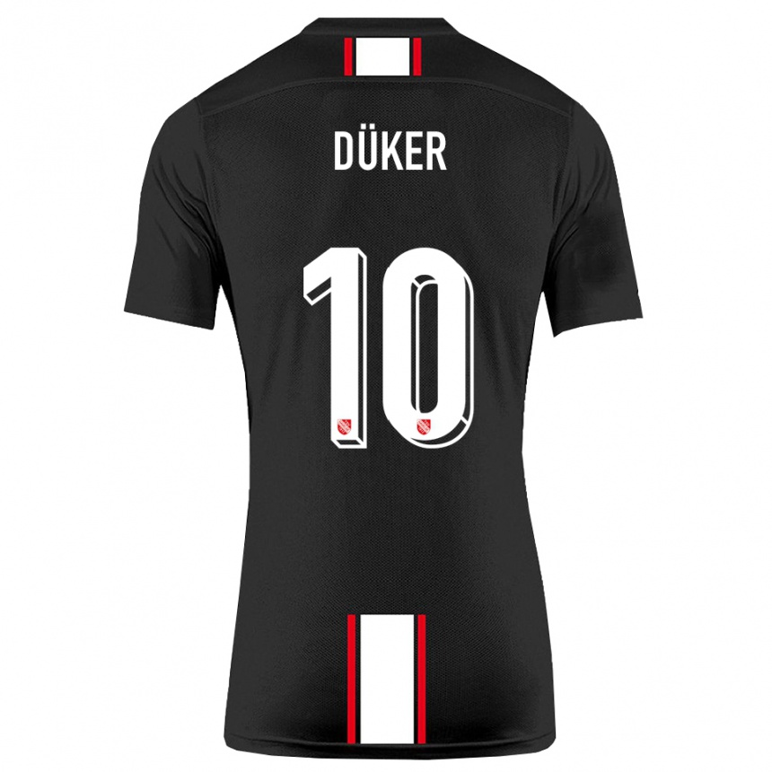 נשים כדורגל יוליוס דיקר #10 שחור לבן הרחק ג'רזי 2025/26