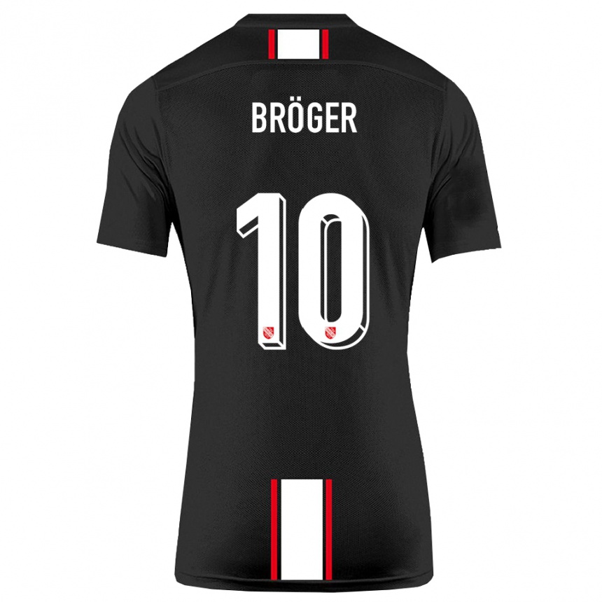 נשים כדורגל Linus Bröger #10 שחור לבן הרחק ג'רזי 2025/26