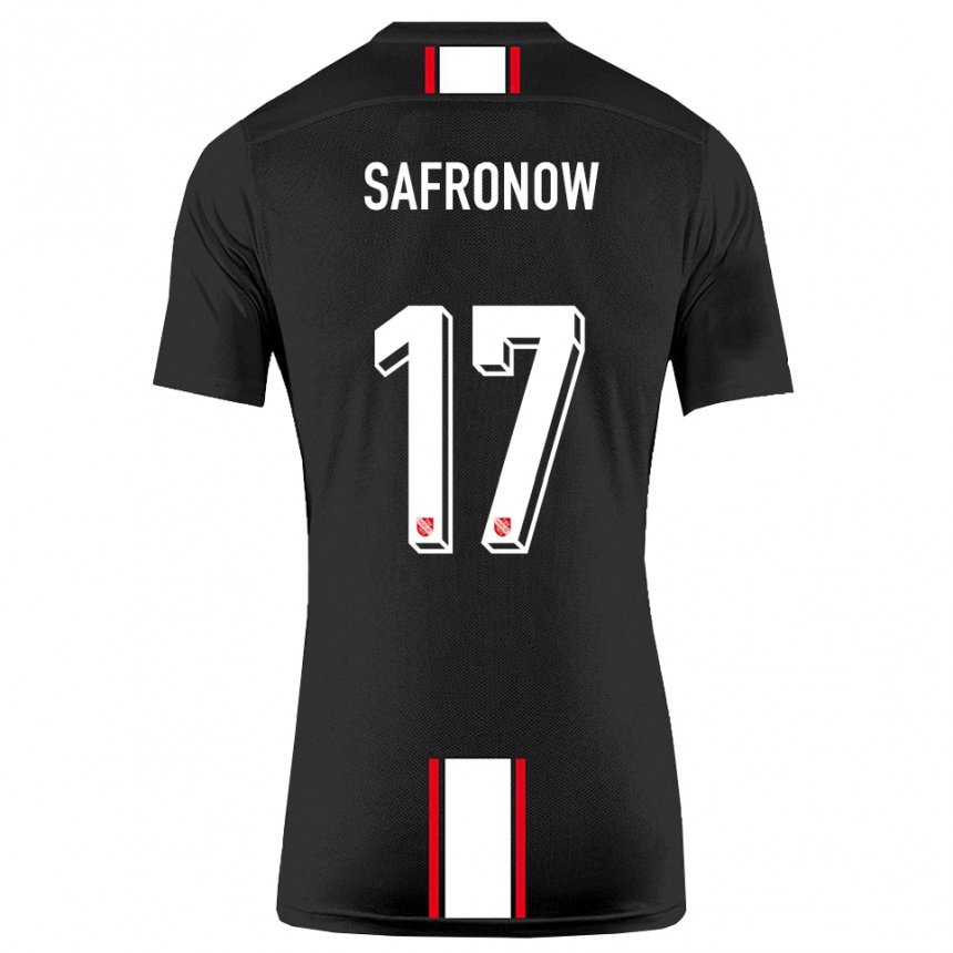 נשים כדורגל Maxim Safronow #17 שחור לבן הרחק ג'רזי 2025/26