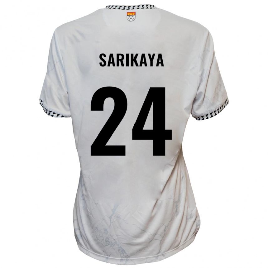 נשים כדורגל Ege Sarikaya #24 לבן שחור הרחק ג'רזי 2025/26
