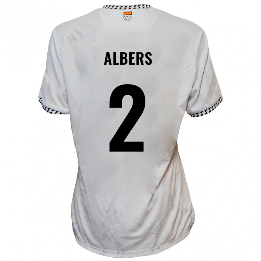 נשים כדורגל Felix Albers #2 לבן שחור הרחק ג'רזי 2025/26
