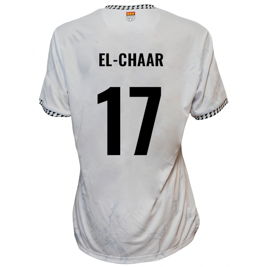 נשים כדורגל Aboubaker El-Chaar #17 לבן שחור הרחק ג'רזי 2025/26