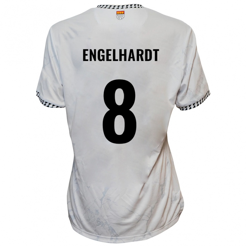 נשים כדורגל Florian Engelhardt #8 לבן שחור הרחק ג'רזי 2025/26