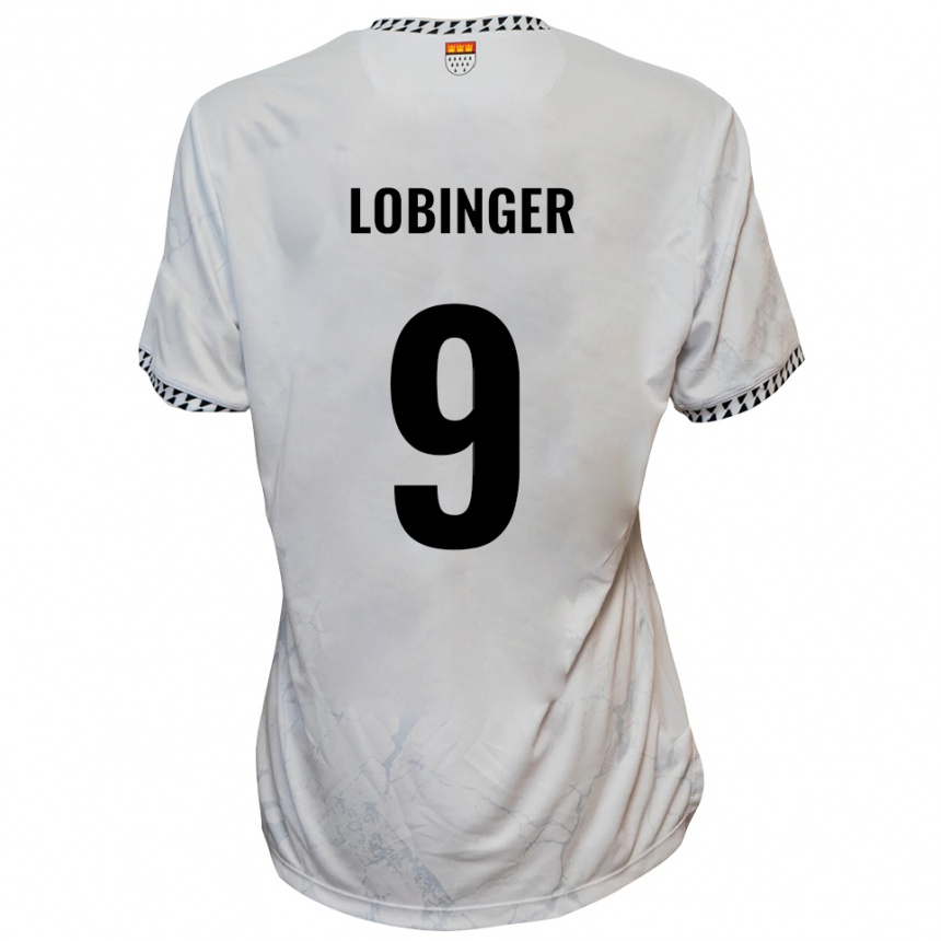 נשים כדורגל Lex-Tyger Lobinger #9 לבן שחור הרחק ג'רזי 2025/26