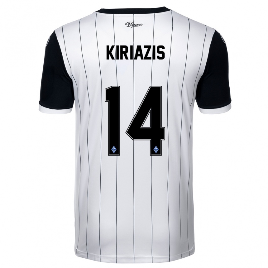 נשים כדורגל פאבלוס קיריאזיס #14 לבן שחור הרחק ג'רזי 2025/26