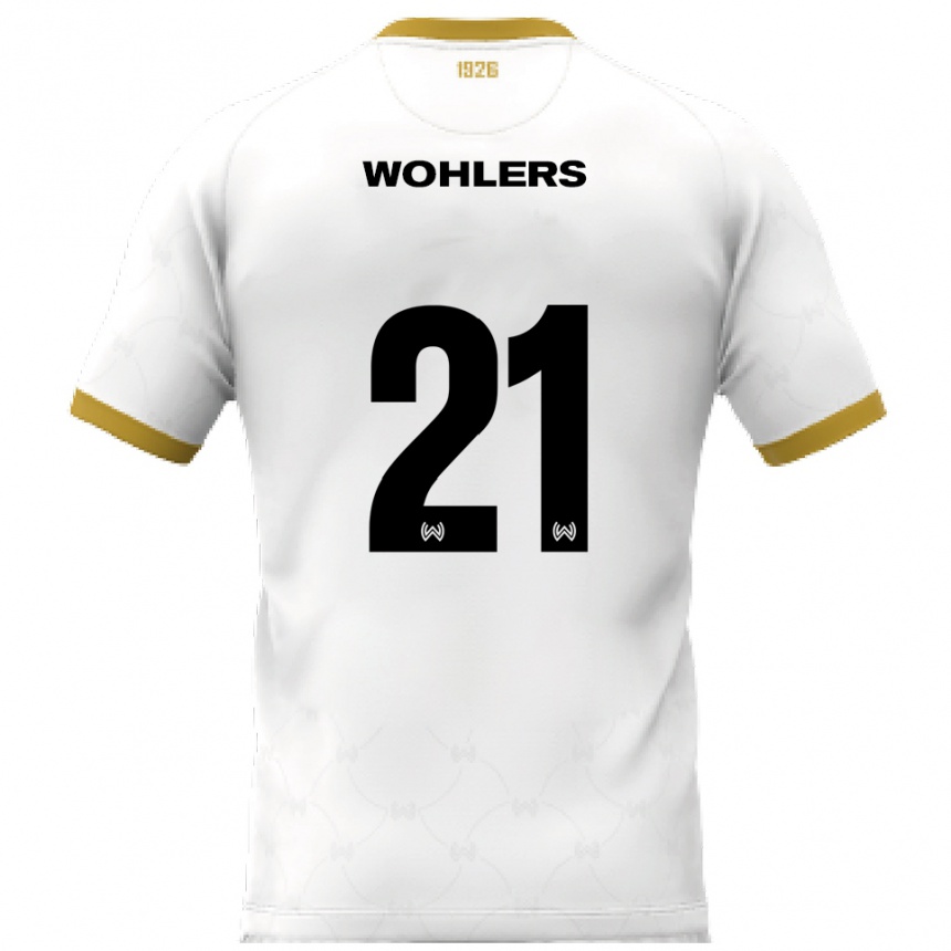 נשים כדורגל אולה וולרס #21 לבן זהב הרחק ג'רזי 2025/26