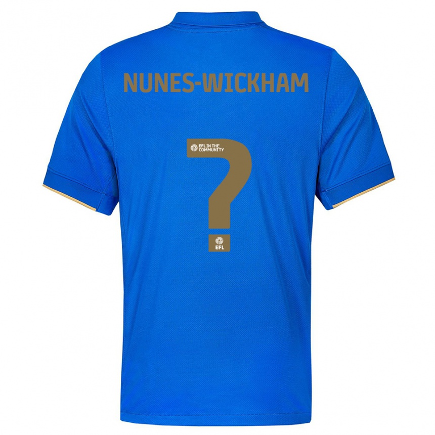 ילדים כדורגל Jayden Nunes-Wickham #0 כחול זהב ג'רזי ביתית 2025/26