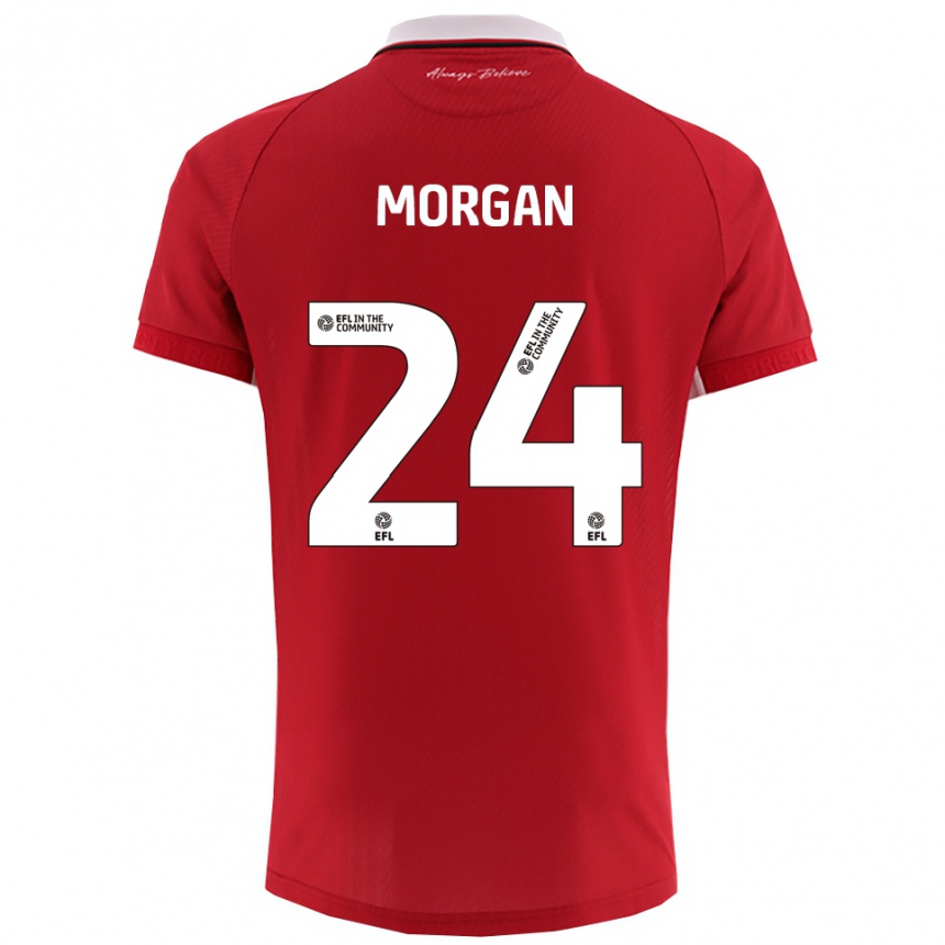ילדים כדורגל פיון מורגן #24 אדום לבן ג'רזי ביתית 2025/26