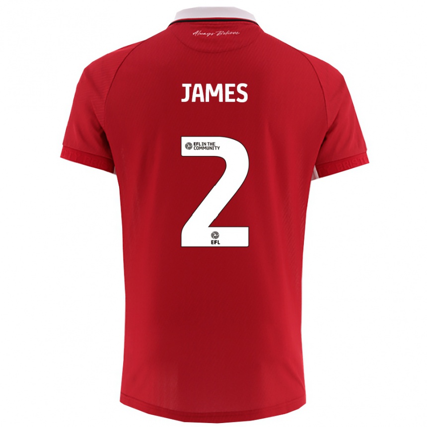 ילדים כדורגל ג'וזף ג'יימס #2 אדום לבן ג'רזי ביתית 2025/26
