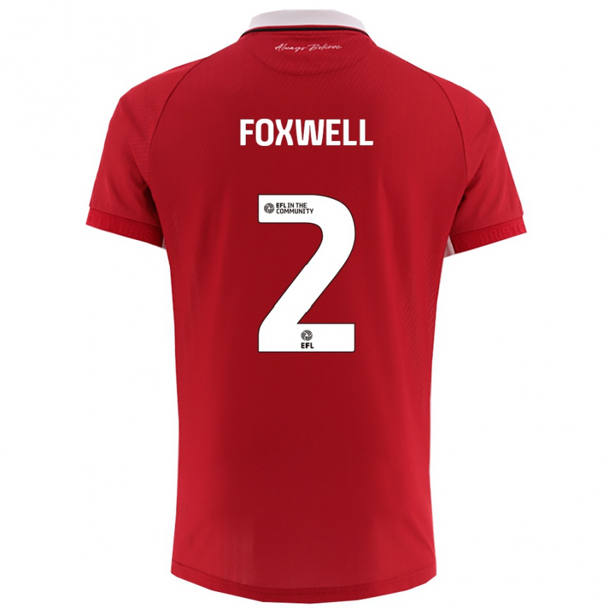 ילדים כדורגל Jaiden Foxwell #2 אדום לבן ג'רזי ביתית 2025/26