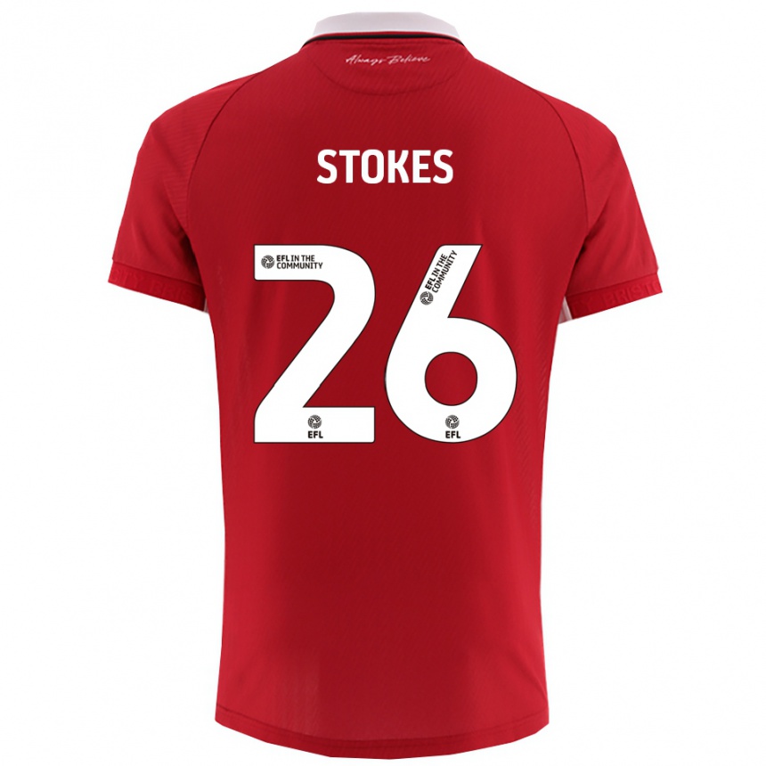 ילדים כדורגל ג'וש סטוקס #26 אדום לבן ג'רזי ביתית 2025/26