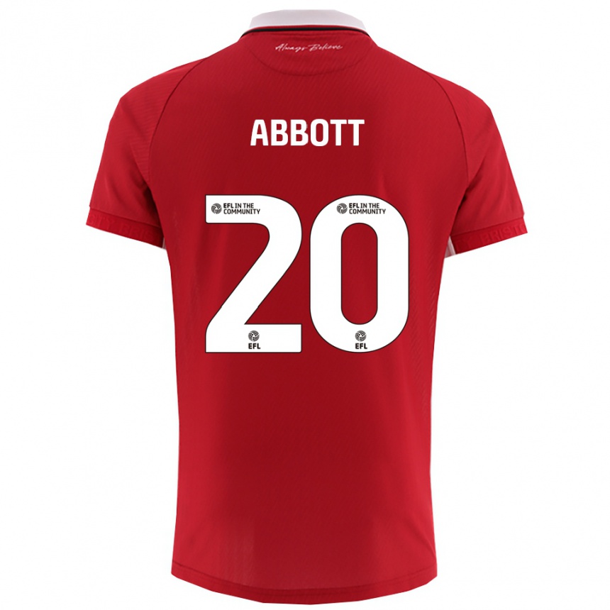 ילדים כדורגל Isaac Abbott #20 אדום לבן ג'רזי ביתית 2025/26