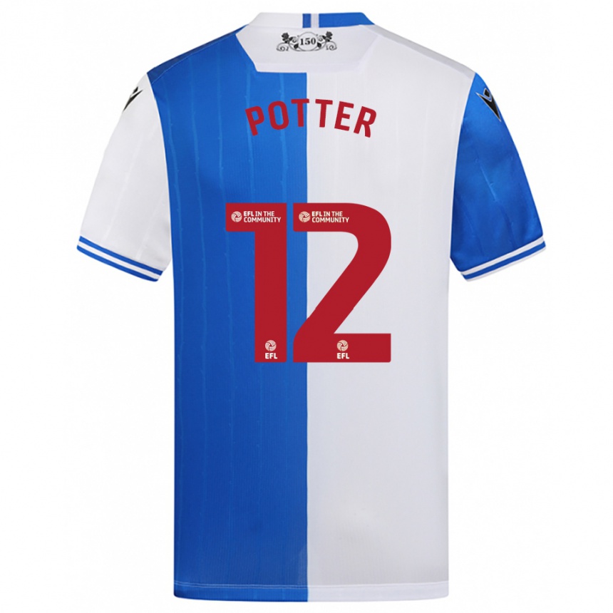 ילדים כדורגל Aaron Potter #12 כחול לבן ג'רזי ביתית 2025/26