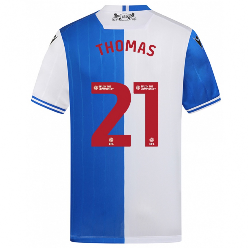 ילדים כדורגל Lauren Thomas #21 כחול לבן ג'רזי ביתית 2025/26