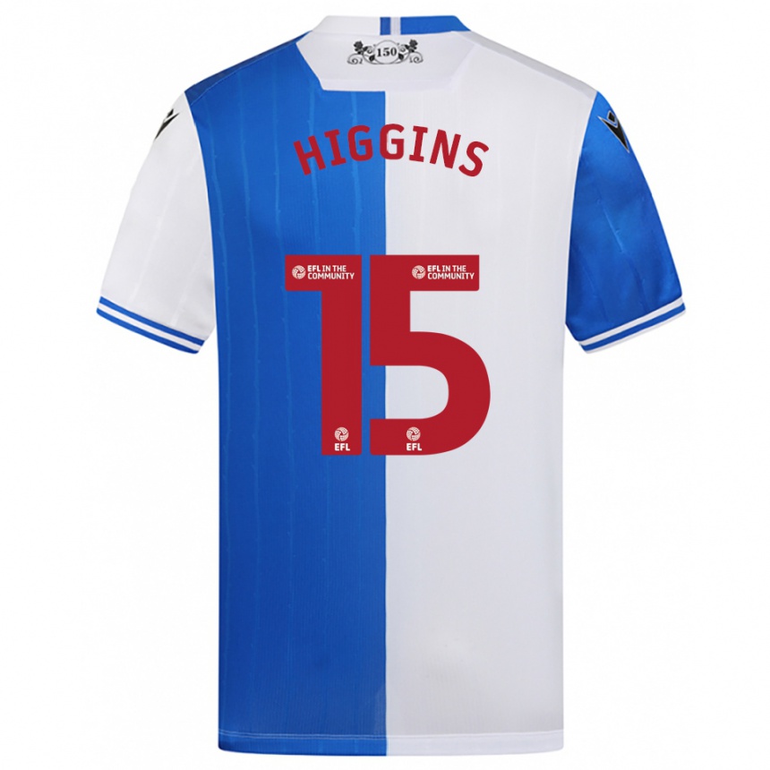 ילדים כדורגל Harvey Higgins #15 כחול לבן ג'רזי ביתית 2025/26