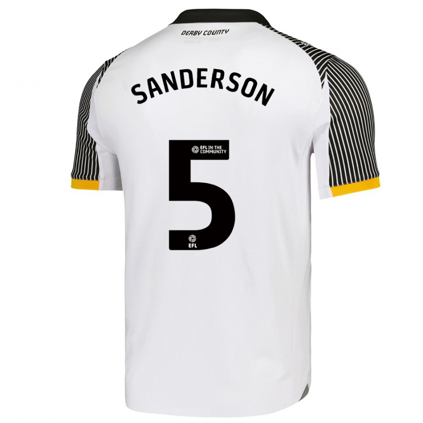 ילדים כדורגל דיון סנדרסון #5 לבן שחור ג'רזי ביתית 2025/26