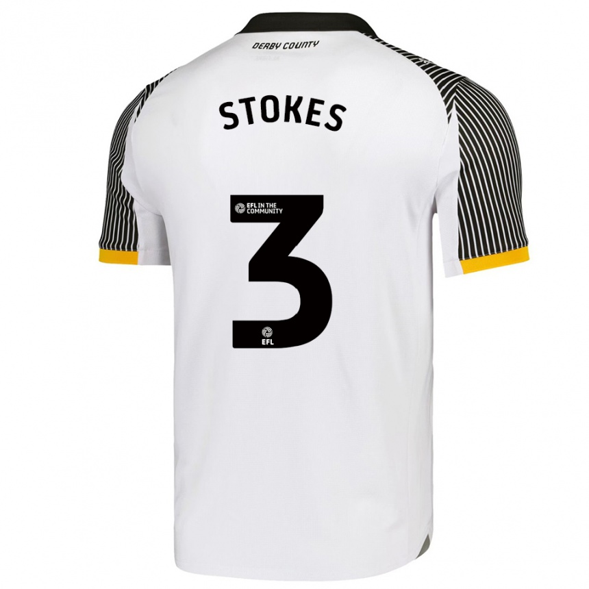 ילדים כדורגל George Stokes #3 לבן שחור ג'רזי ביתית 2025/26