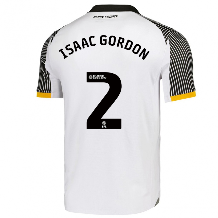 ילדים כדורגל Isaac Gordon #2 לבן שחור ג'רזי ביתית 2025/26