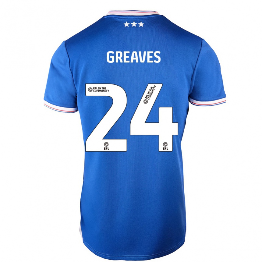 ילדים כדורגל ג'ייקוב גריבס #24 כחול לבן ג'רזי ביתית 2025/26