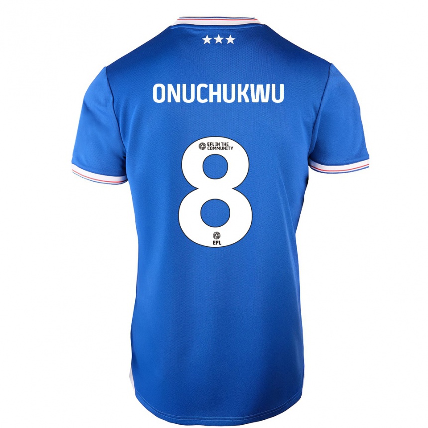 ילדים כדורגל Abube Onuchukwu #8 כחול לבן ג'רזי ביתית 2025/26