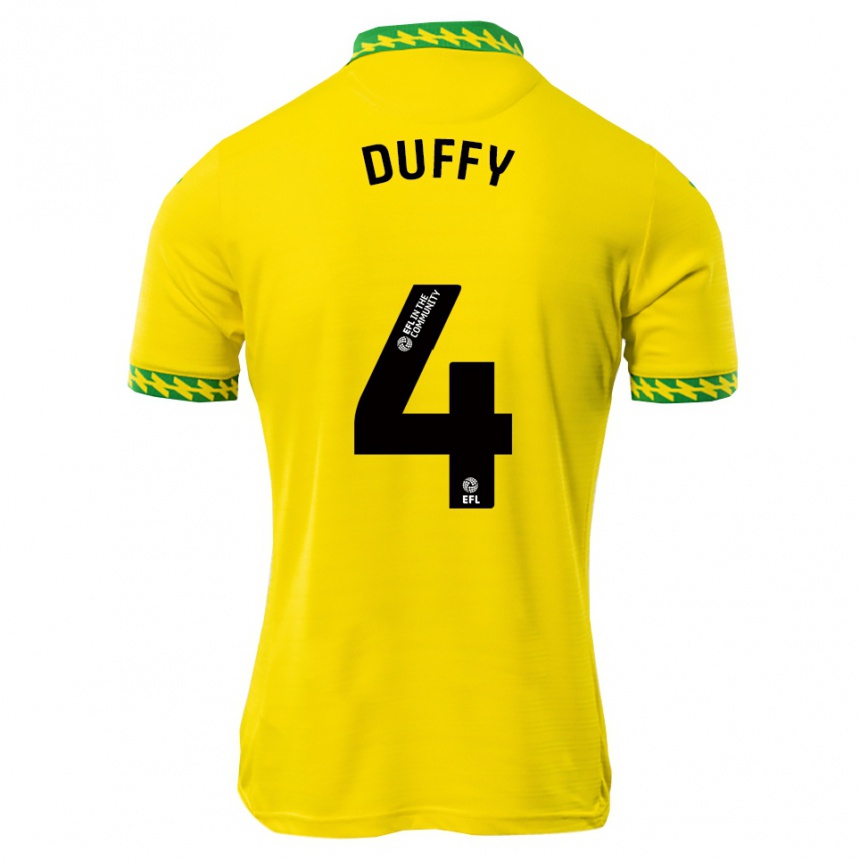 ילדים כדורגל שיין דאפי #4 לבן ירוק ג'רזי ביתית 2025/26