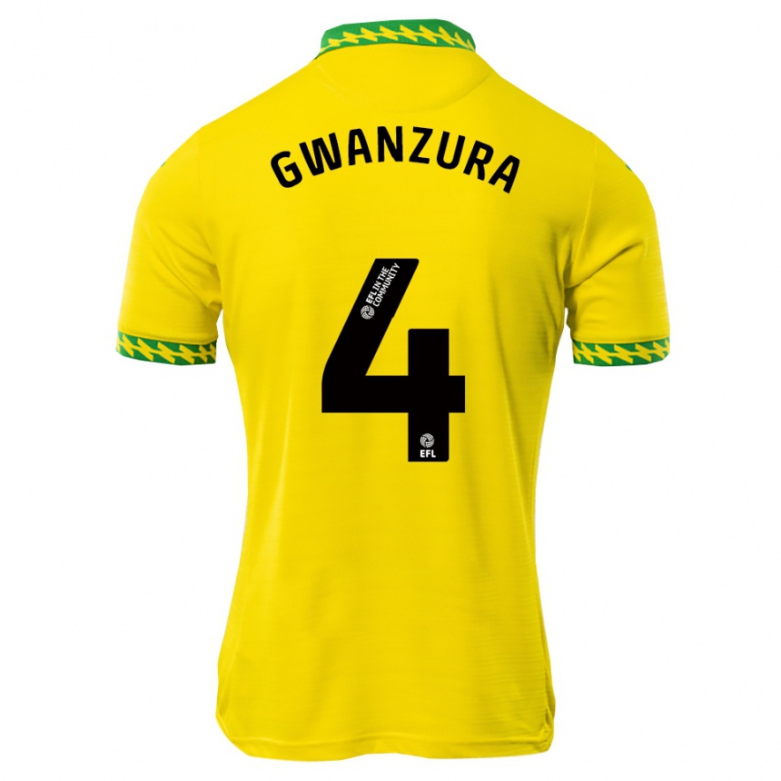 ילדים כדורגל Takudzwa Gwanzura #4 לבן ירוק ג'רזי ביתית 2025/26