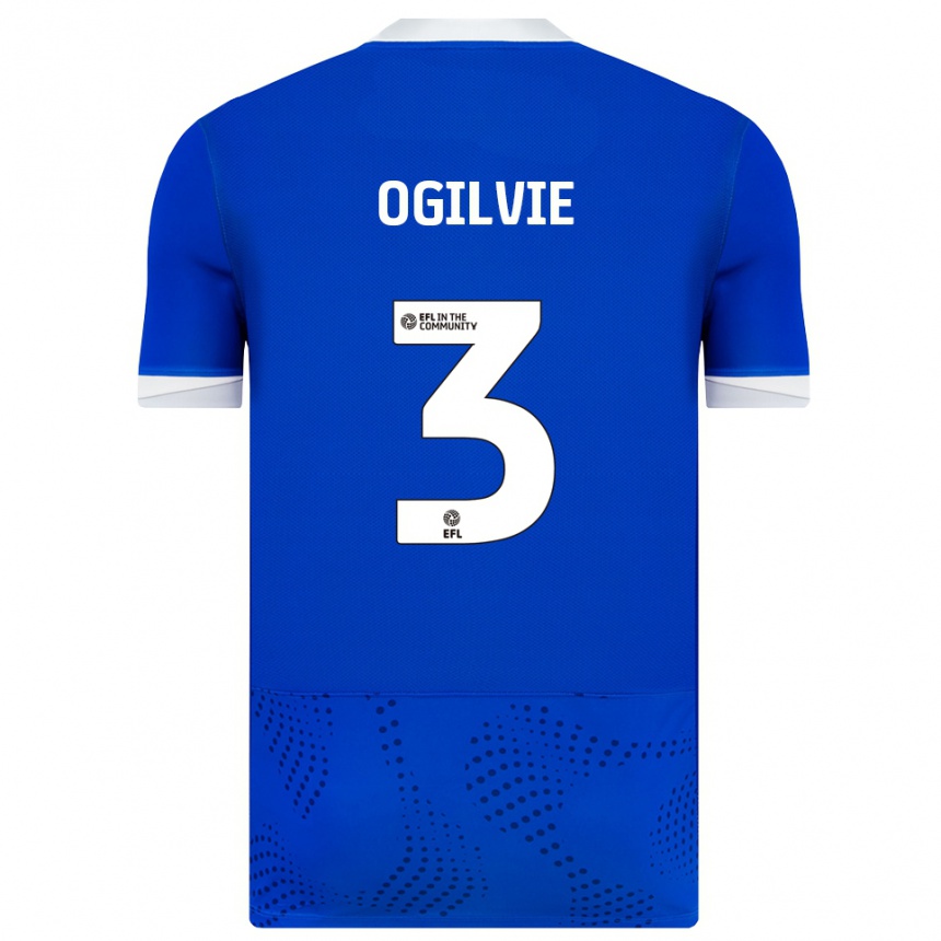 ילדים כדורגל קונור אוגילביה #3 כחול לבן ג'רזי ביתית 2025/26