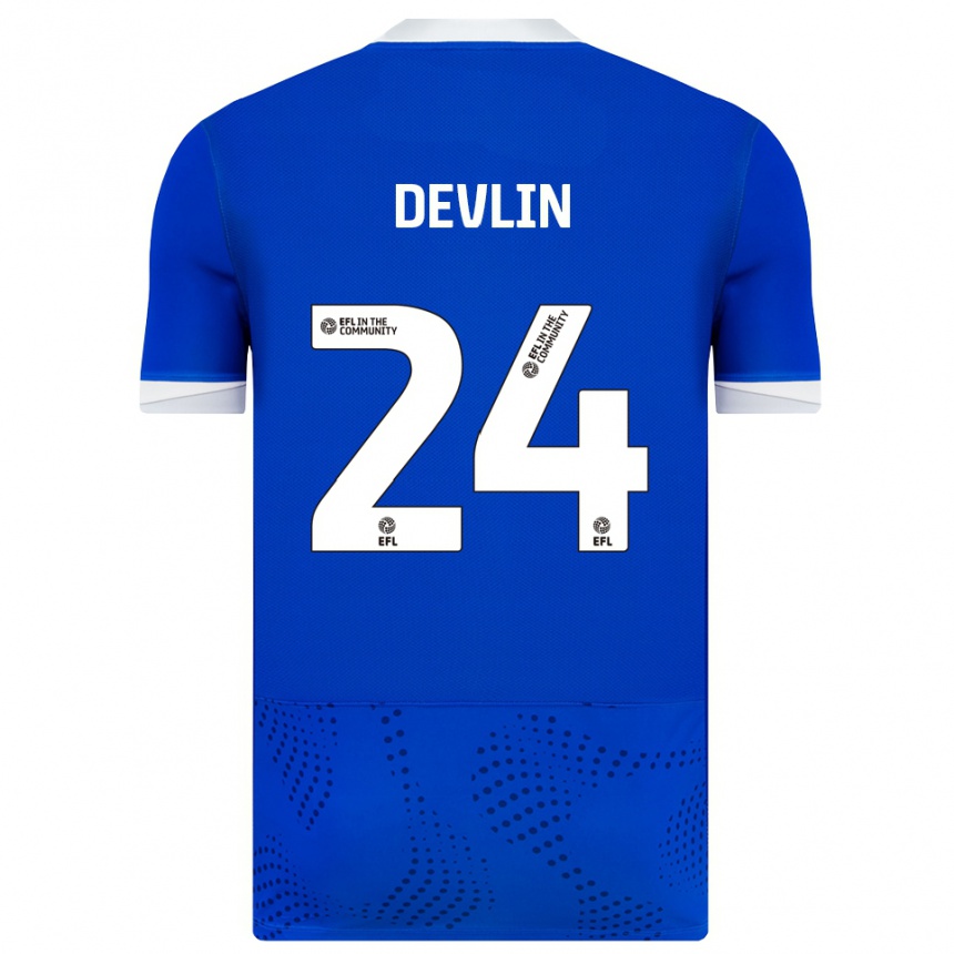 ילדים כדורגל טרי דוולין #24 כחול לבן ג'רזי ביתית 2025/26