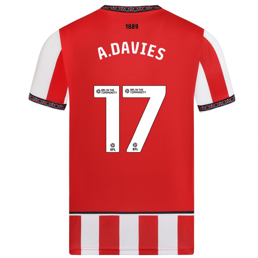ילדים כדורגל אדם דייוויס #17 אדום לבן ג'רזי ביתית 2025/26