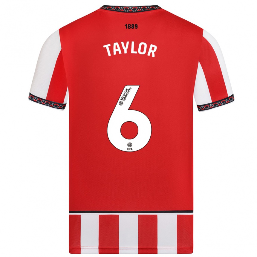 ילדים כדורגל Emma Taylor #6 אדום לבן ג'רזי ביתית 2025/26 ילדים כדורגל Emma Taylor #6 אדום לבן ג'רזי ביתית 2025/26