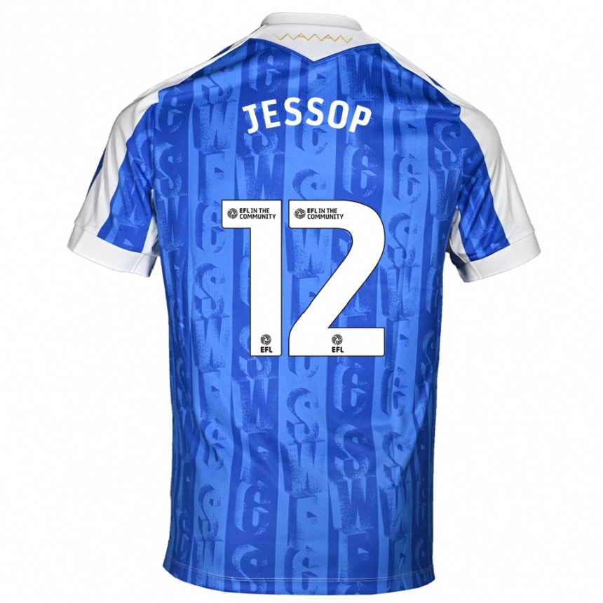 ילדים כדורגל Jacob Jessop #12 כחול לבן ג'רזי ביתית 2025/26