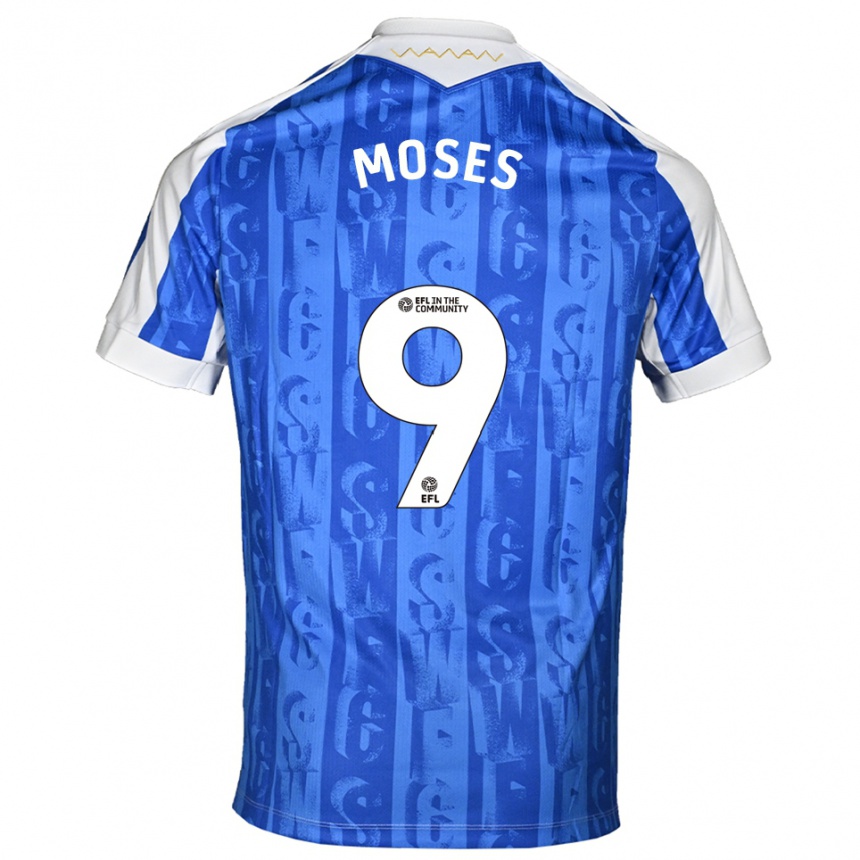 ילדים כדורגל דבלן מוזס #9 כחול לבן ג'רזי ביתית 2025/26