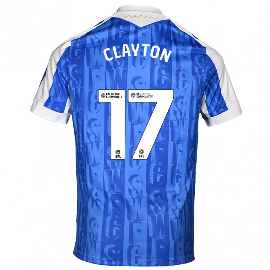 ילדים כדורגל Liam Clayton #17 כחול לבן ג'רזי ביתית 2025/26