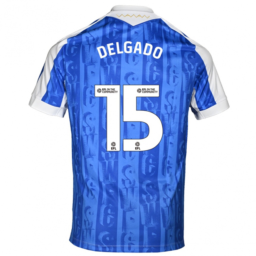 ילדים כדורגל חואן דלגאדו #15 כחול לבן ג'רזי ביתית 2025/26 ילדים כדורגל חואן דלגאדו #15 כחול לבן ג'רזי ביתית 2025/26