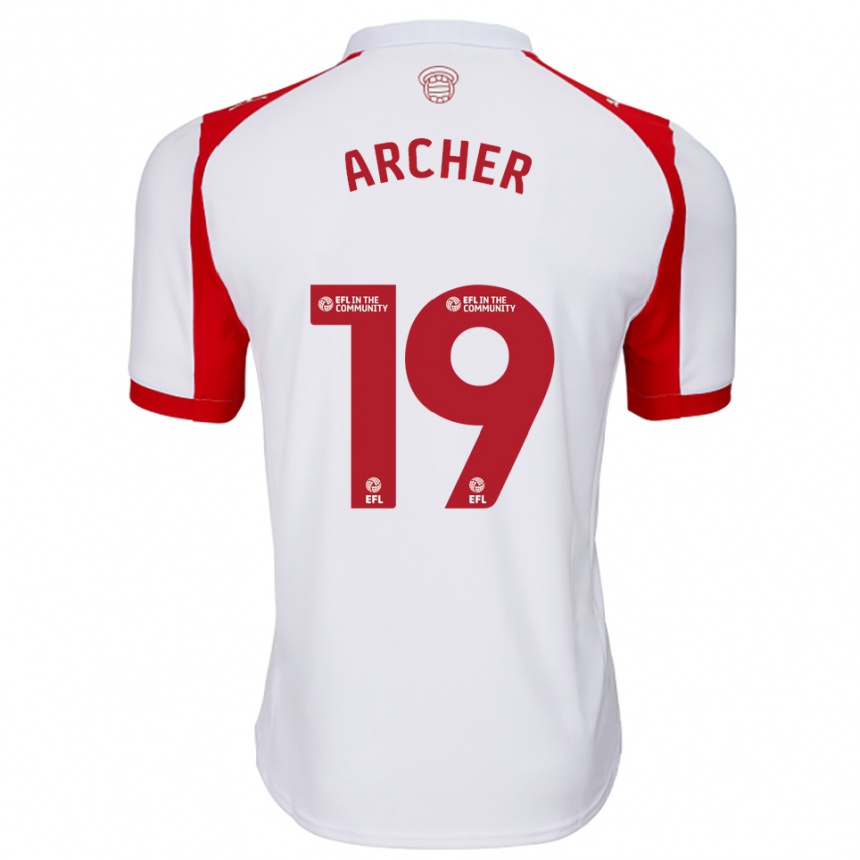 ילדים כדורגל קמרון ארצ'ר #19 לבן אדום ג'רזי ביתית 2025/26