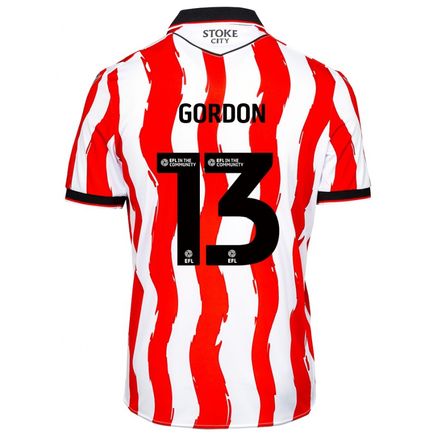 ילדים כדורגל Jonathon Gordon #13 לבן אדום ג'רזי ביתית 2025/26