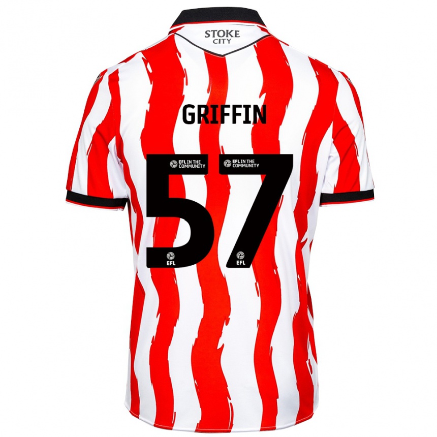 ילדים כדורגל ג'ייק גריפין #57 לבן אדום ג'רזי ביתית 2025/26