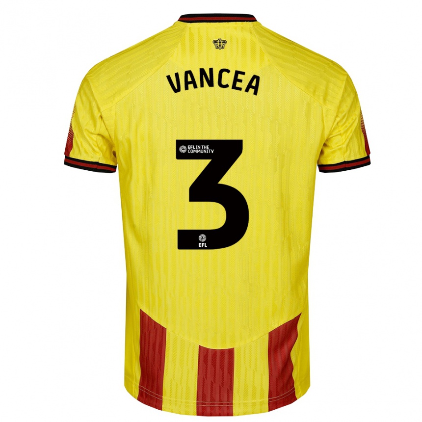 ילדים כדורגל Raul Vancea #3 צהוב אדום ג'רזי ביתית 2025/26