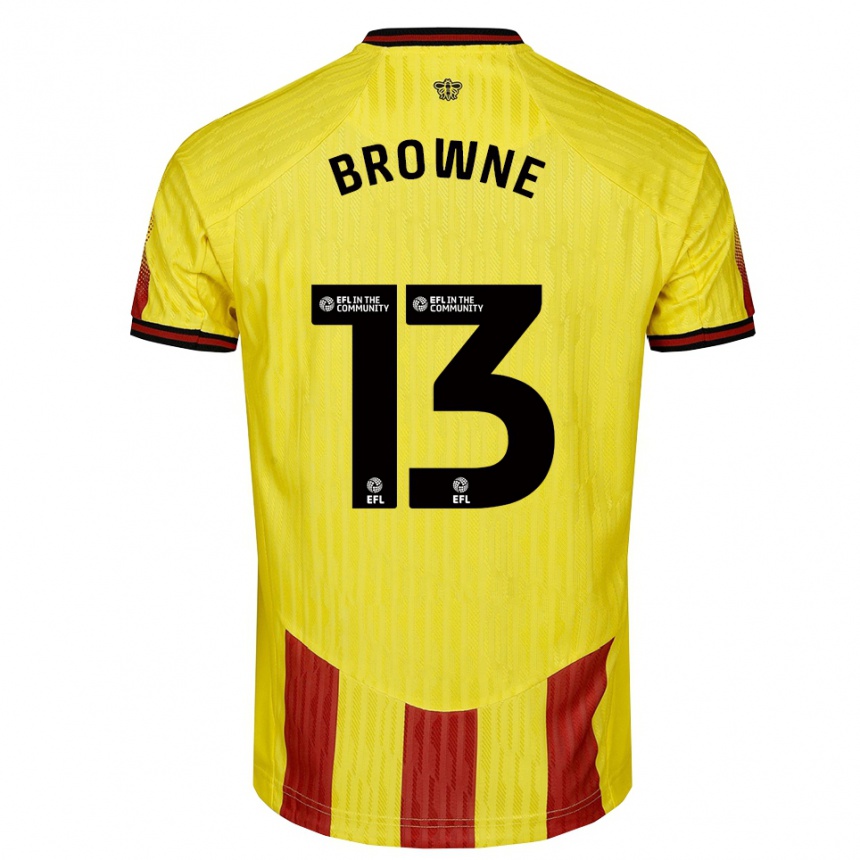 ילדים כדורגל Roraigh Browne #13 צהוב אדום ג'רזי ביתית 2025/26