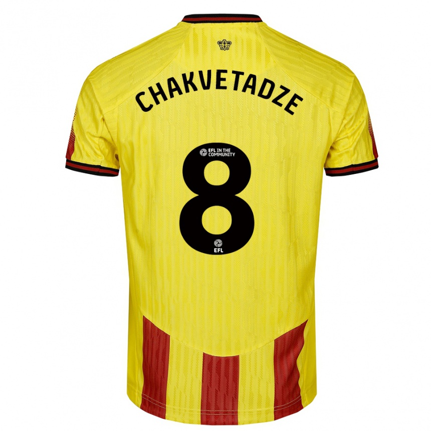 ילדים כדורגל גיורגי צ׳קבטדזה #8 צהוב אדום ג'רזי ביתית 2025/26