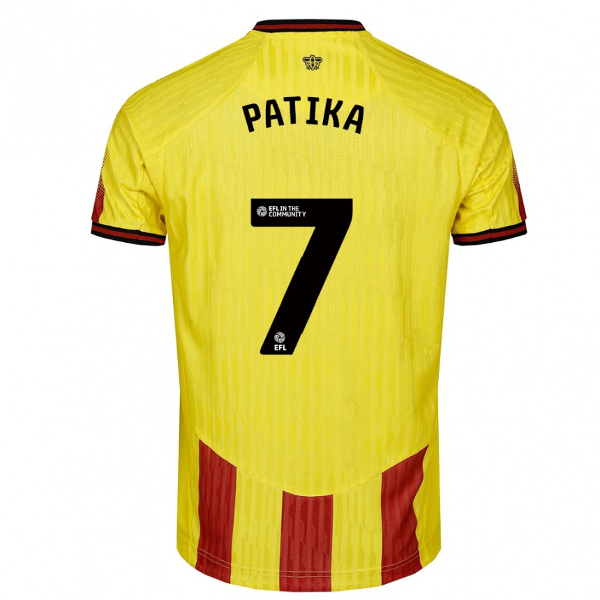 ילדים כדורגל Glebs Patika #7 צהוב אדום ג'רזי ביתית 2025/26