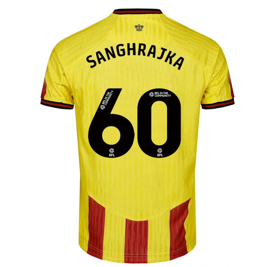 ילדים כדורגל Amar Sanghrajka #60 צהוב אדום ג'רזי ביתית 2025/26