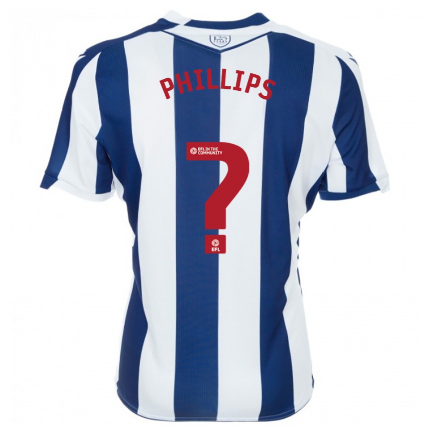 ילדים כדורגל נארל אסטון פיליפס #0 כחול נייבי לבן ג'רזי ביתית 2025/26