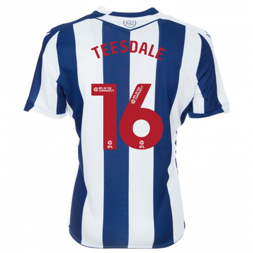 ילדים כדורגל פין טיסדייל #16 כחול נייבי לבן ג'רזי ביתית 2025/26