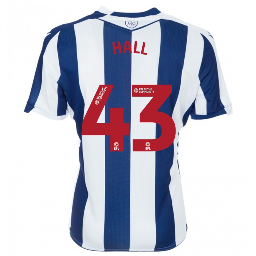 ילדים כדורגל ריס הול-ג'ונסון #43 כחול נייבי לבן ג'רזי ביתית 2025/26