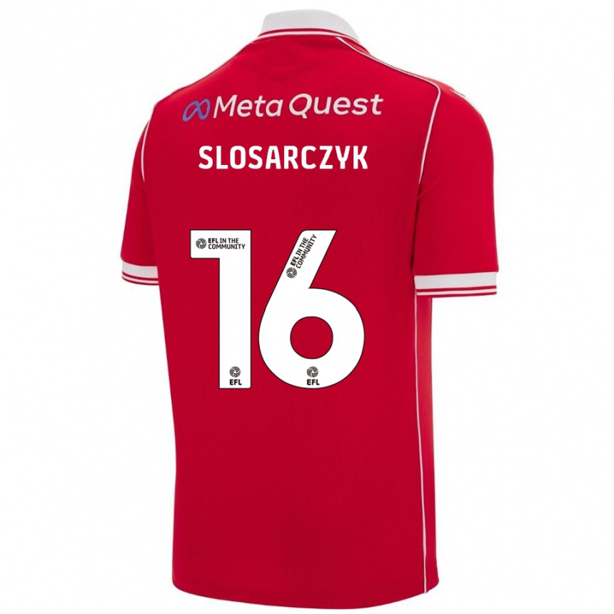 ילדים כדורגל ניקולס סלוסארצ'יק #16 אדום לבן ג'רזי ביתית 2025/26