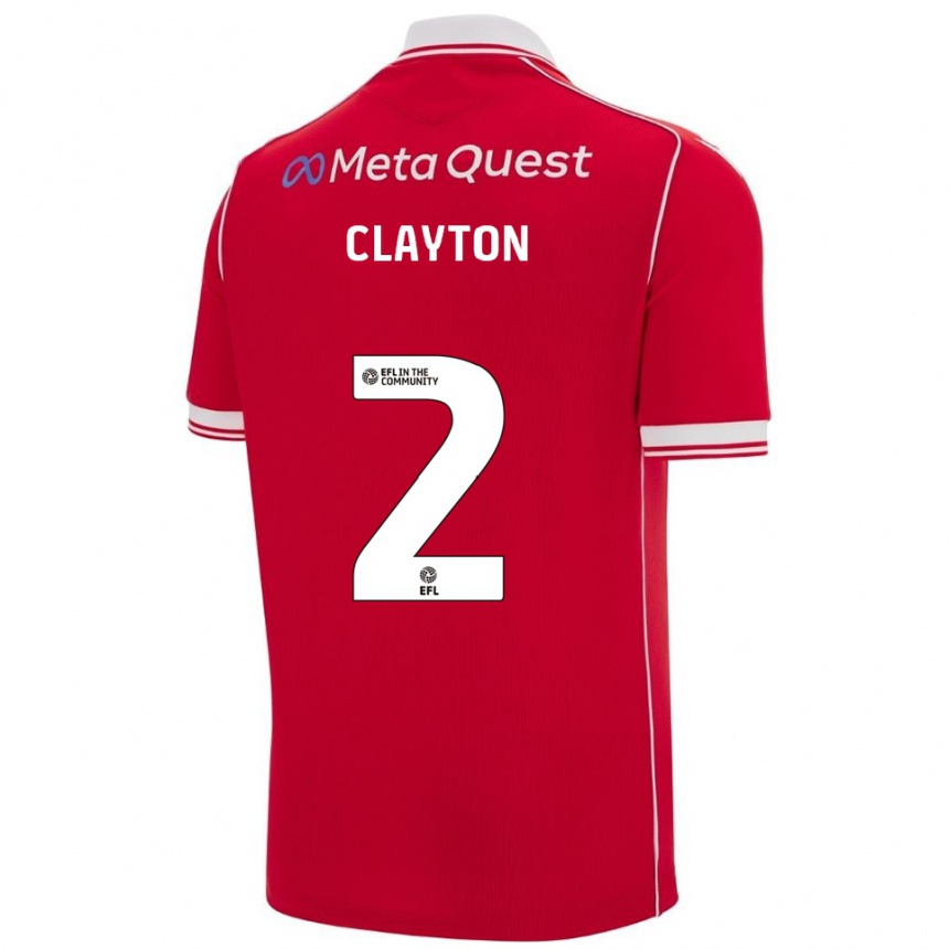 ילדים כדורגל Tommy Clayton #2 אדום לבן ג'רזי ביתית 2025/26