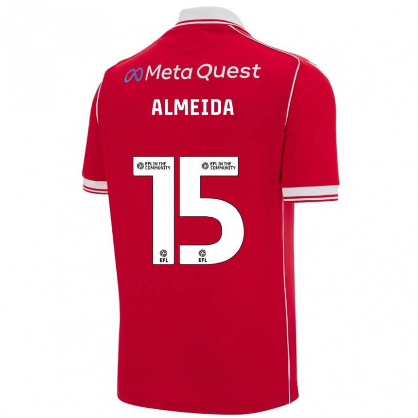 ילדים כדורגל Daymeon Almeida #15 אדום לבן ג'רזי ביתית 2025/26
