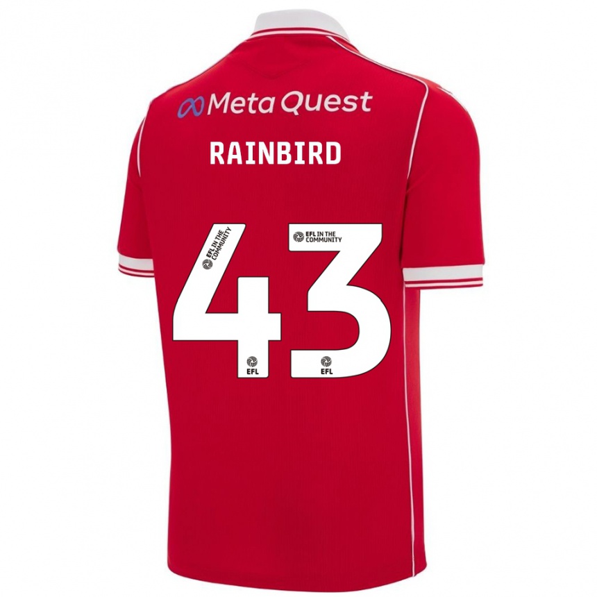 ילדים כדורגל James Rainbird #43 אדום לבן ג'רזי ביתית 2025/26