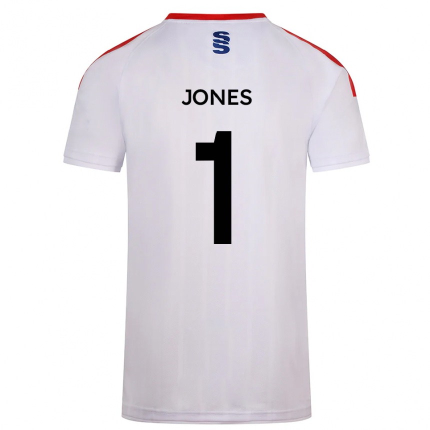 ילדים כדורגל Zac Jones #1 לבן כחול נייבי ג'רזי ביתית 2025/26